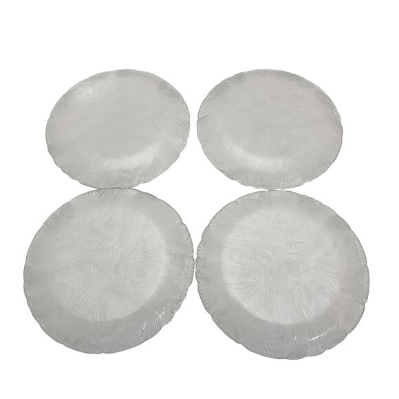 Arcoroc Canterbury Crocus Salad Plates Clear Glass Dessert Lunch Floral 7.5" x 4 - Picture 8 of 9